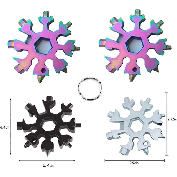 Snowflake 18-i-1 multi med flasköppnare, platt Phillips-skruvmejsel , skiftnyckel - paket med 4