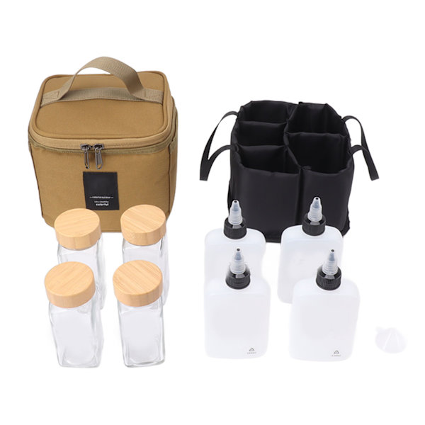 Kryddburk och Väskset 120ML Kryddflaska Flytande Behållare Rese-kryddset med Oxfordtygväska Khaki