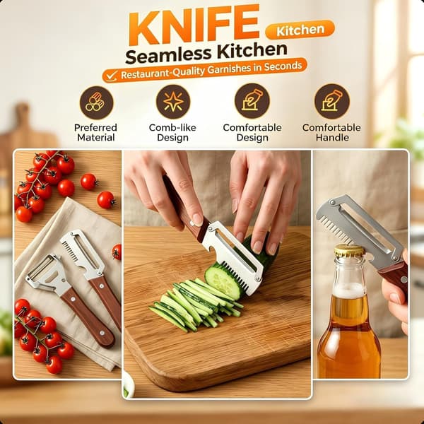 Multifunctional Peeler – Stainless Steel Blade + Bottle Opener – For Kitchen, Fruit and Vegetable Preparation
