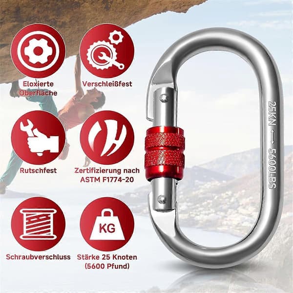 st karbinhakar 25 kn, O-formade karbinhakar Silver  Red