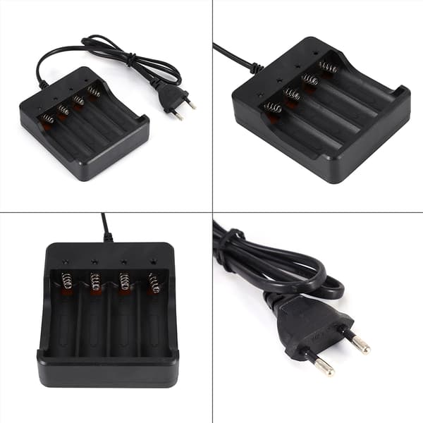 4 Spors Batterilader For 18650 Litium Oppladbart Batteri EU Plugg