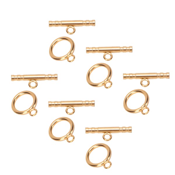 Runde T-låse i rustfrit stål til DIY halskæde armbånd smykker guld