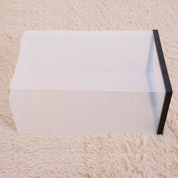 Klar Foldbar Plast Skuffe Sko Opbevaringskasse Stabelbar Boks Organizer Sort
