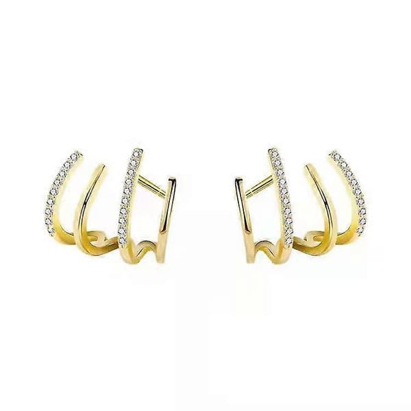 Guld Zircon Øreringe Stud Claw Ear Cuff Wrap Piercing Smykker Kvinde Gave, 1 par