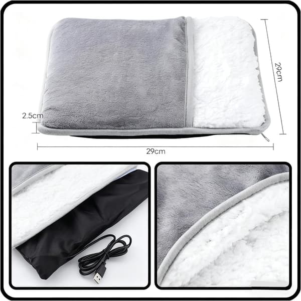USB foot warmer, soft, fluffy and comfortable, easy to use, provides continuous warmth, perfect for tired feet, stylish and practical design