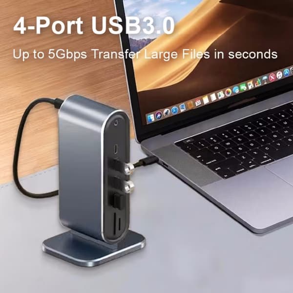 12-i-1 USB-C Hub Dockingstation, USB 3.0 Hub, USB Hub