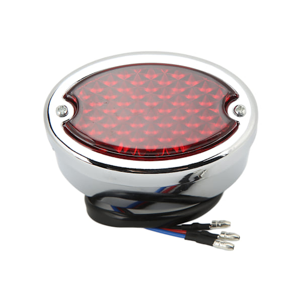 Motorcykel LED Bakljus Elektropläterad Silver Oval 12V Röd Lins Universal Bakbromsljus för Cruisercyklar