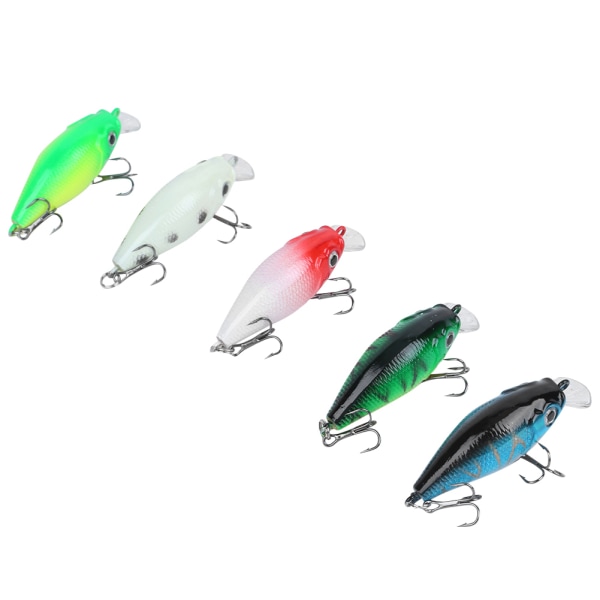 5 stk. Crankbait Lokkemad Sæt Æske Fiskeri Farverig Highfiber Kunstig Grej Kroge (Stil 1)