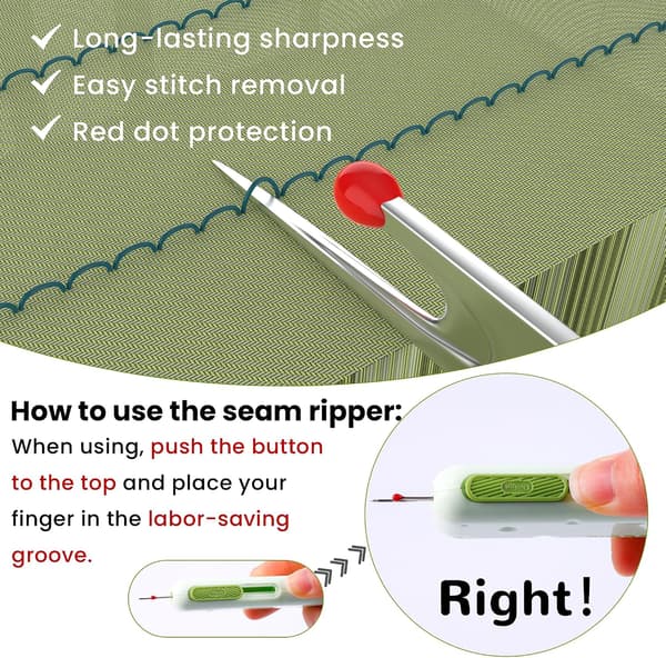 Newly Upgraded 3-in-1 Automatic Needle Threader Seam Ripper with Magnetic Storage Needle Box, Needle Threader Quick Sewing Kit (Green)