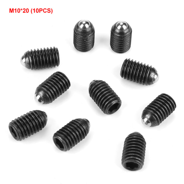 10pcs M10 Screw Thread Hex Socket Carbon Steel Ball Spring Plungers Set (M10*20)