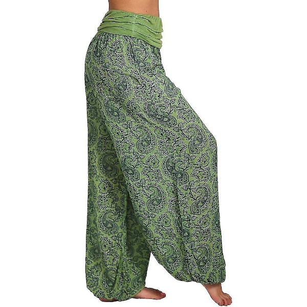 Tryckta kvinnors Aladdin Harem-byxor - Boho Hippie vida ben Yoga-byxor 5XL Gröna