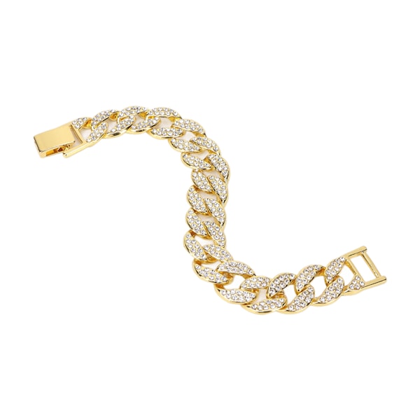 Kubansk armband Bling Hip Hop spänne kedja diamant smycken för män kvinnor par guld