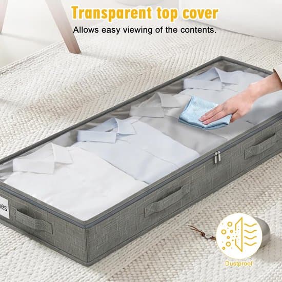 Under-bed storage box - Large storage box with zipper - Foldable wardrobe - Storage box - 100×50×10 cm - Set of 2