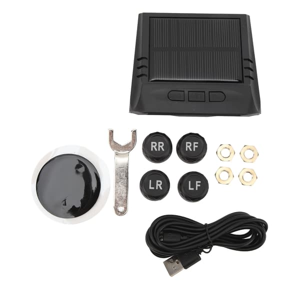 Däcktrycksövervakningssystem LCD-display Trådlös Solenergi TPMS för Bil Husbil Trailer Lastbil SUV Pickup