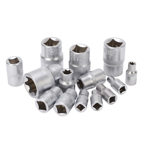 14-dels E-typ Torx-stjärnbitsats E4‑E24 1/4\" 3/8\" 1/2\" Drivverktygsset