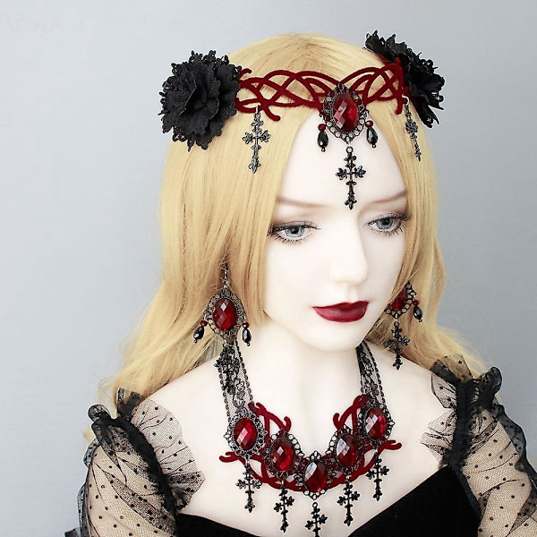 Gothic Lolita Vampire Cosplay Headband with Forehead Chain