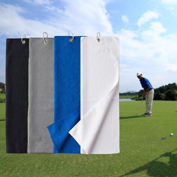 2-pack hvite vaffelmønster golfhåndklær for hurtigtørkende og anti-pilling, golftreningstilbehør