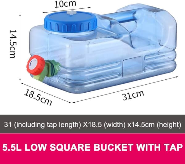 Bærbar vannbeholder med kran - 5,5 liter - Blå - Vanntank for bobil