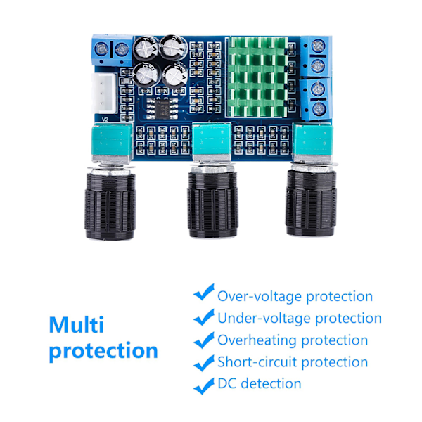 TPA3116D2 DC 12V-24V 80W * 2 Digital Audio Forstkerkort Diskant Volum Bass Lydforsterkermodul