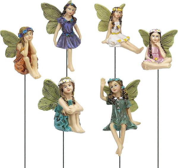 Eventyrhagefigurer Sett med 6 Utendørs Hagedekor Små Feer 6CM