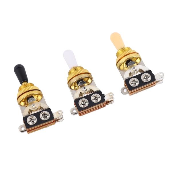 3st 3-vägs gitarr toggle-switchar kort rak switch med svarta vita krämspetsar för elgitarr guld