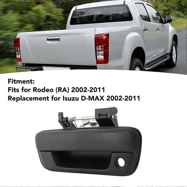 Bakre bakluke, håndtak, solid konstruksjon, bakluke, låsehåndtak, erstatning, kompatibel med Isuzu D-MAX 2002 til 2011, krom