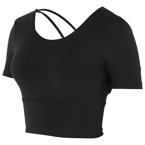Dame Sommer Sexy Sports Kortermet Topper for Yoga Fitness Trening Sportstilbehør Svart L