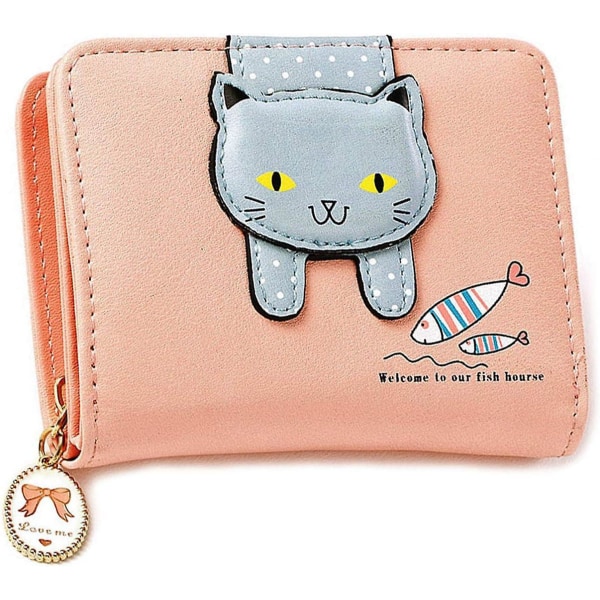 Söt tecknad Cat Girl Mini-plånbok - Rosa