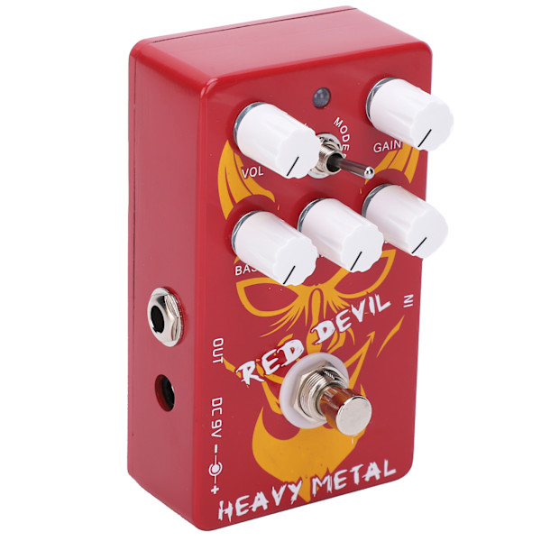 Distortion Gitarrpedal Red Devil Heavy Metal Tone Effekt Elektrisk Processor 9V DC