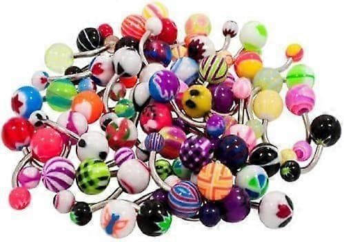 100 Mix Pack 14G Navelpiercingar 100st 14G Tungpiercing Navel Näsring Kit