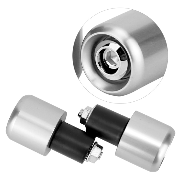 2 stk. Motorcykel Modificeringstilbehør Styrstang Endeprop til 22 mm Diameter Styrstang (Sølv)