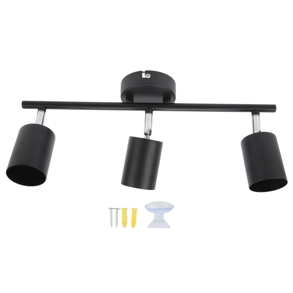 LED Skinnespot Kit 3 Hoveder 40,5 cm Arm 90 Grader Drejelig Mat Sort 3 Lys Skinnebelysning Kit til GU10 Pære 85‑265V