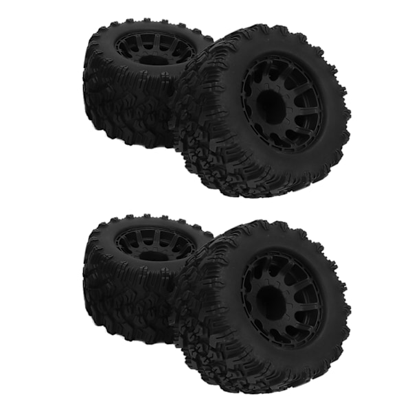 4 stk RC Monster Truck Dæk Sort Gummi Plast 12mm Hex RC Tilbehør til Redcat til HPI til HSP til 1/10