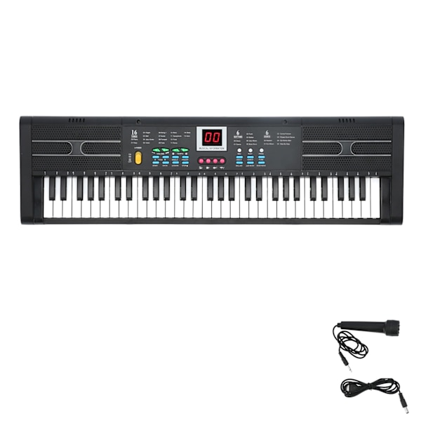 Keyboard Klaver 61 Tangenter Instrument Elektrisk med USB Mikrofon til Børn Begynder MQ6187