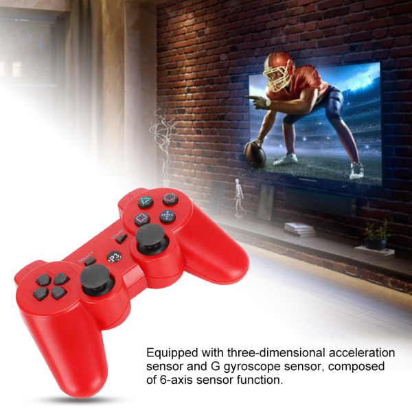 Trådløs Intelligent Bluetooth Game Gamepad Funktionelt Håndtag Signalstabilisering til PS3 rød