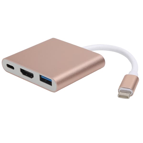 USB C Adapter 3.1 3 i 1 Hubb Konverter Dock Högupplöst Multimediagränssnitt 4K Roséguld