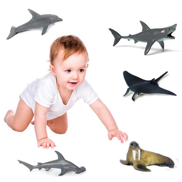 12 stk/sett Simulerte Havdyr Figurer Plast Marine Badeleker Modeller Barn Pedagogisk Leke