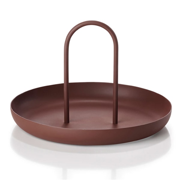 Serveringsbakke Metal Rund Bærbar Bordplade Opbevaringsbakke Enkel Moderne Stil med Håndtag Rød