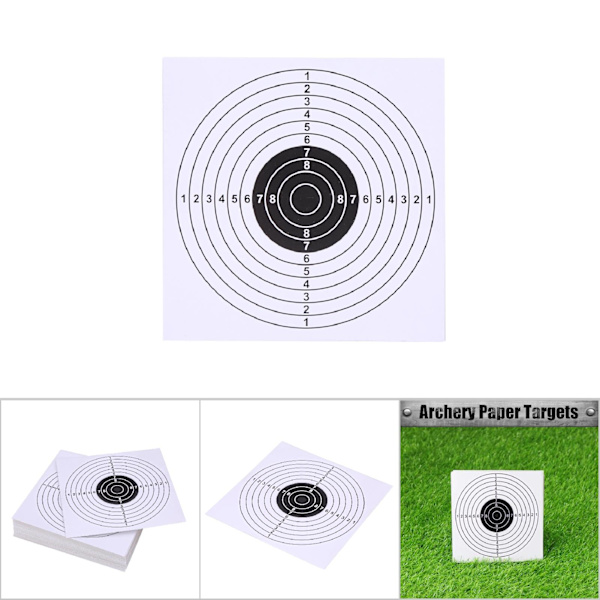 100 st 14*14cm Måltavla Papper Ansikte för Pilbåge Skytte Jakt Träning (Vit)