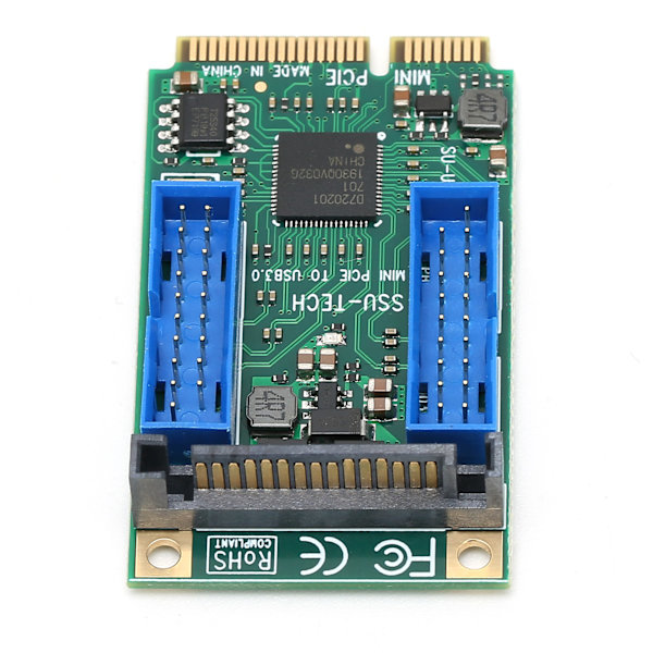 MINI PCIE til USB3.0 Front Ekspansjonskort for Windows XP/2003/Vista Win7/win8/win10/2003/Linux (Dual 19PIN（10313） )