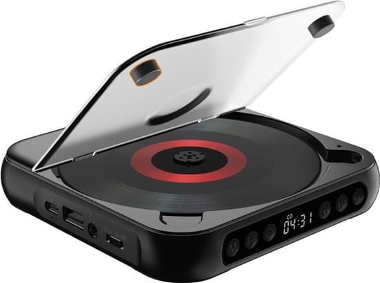 Kannettava Bluetooth CD-soitin USB-C-pikalatauksella – Musta