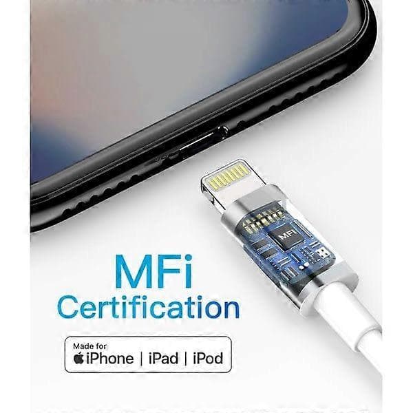 3-pak 2 m kompatibel med iPhone-opladerkabel, USB til Lightning-kabel, kompatibel med iPhone-kabel Kompatibel med iPhone hvid