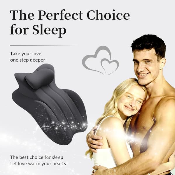 Dessert Pillow, 27° Angle Perfect Positioning Couple Pillow, Ergonomic Memory Foam Hip Pillow, Provides Lumbar and Neck Support (Black)