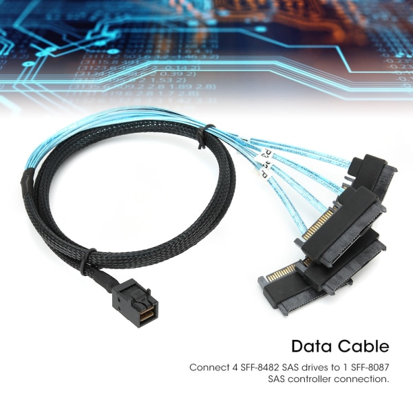 Adapterkabel Serverkabel Hårddisk Intern Mini SAS SFF-8643 till 29pin SFF-8482 1-Meter