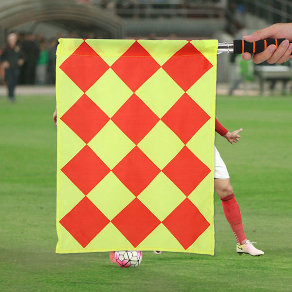 2 stk./pose Fodbold Fodbold Dommer Sport Kamp Linjedommer Flag med Opbevaringspose