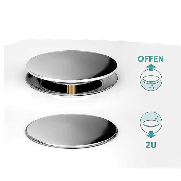 Badekarplugg med universal passform - Rustfri badekarplugg med dobbel tetning - Badekarplugg kompatibel med alle vanlige badekar i krom SilverCopper