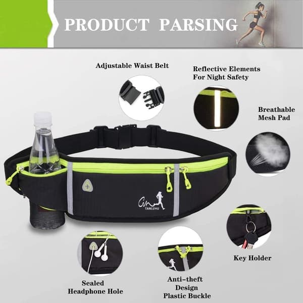 Fanny Pack til løb, let justerbart løbebælte med elastikbånd, løbetaske, mobilholder, tilbehør til iPhone, Samsung, Runn
