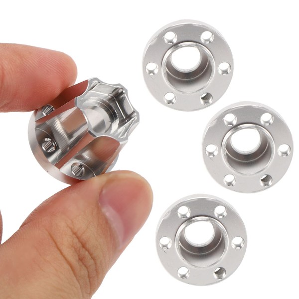 4 stk. 1.9-tommers Sølv Hjul Hex Hub i Aluminiumlegering Passer for SCX10 1/10 RC Bilmodell 20mm