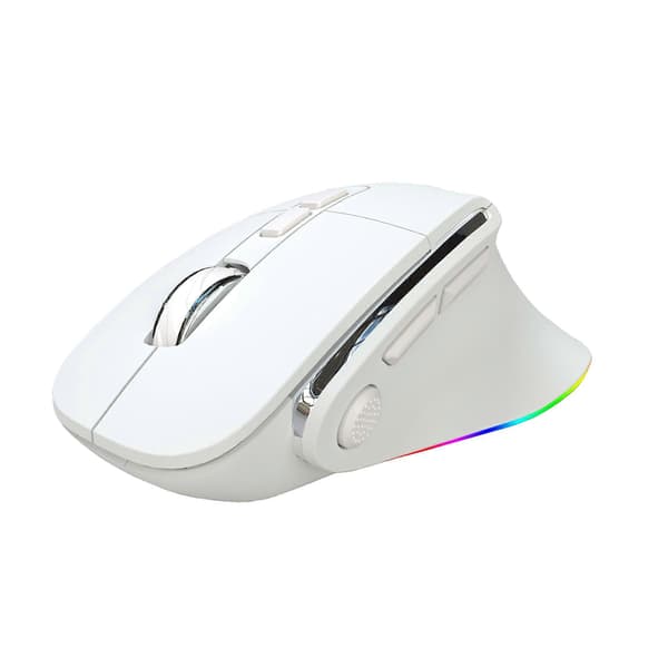 Valkoinen ladattava langaton kaksoistila-Bluetooth-hiiri