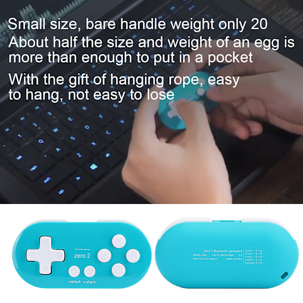 Trådløs Kontroller Mini Liten Bluetooth Bærbar Spillkontroller for Mobiltelefon Datamaskin (Blå Grønn)